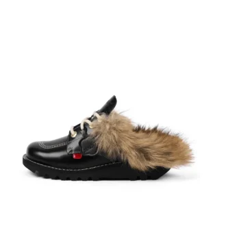 Adulto Unisex Kick Mule con pelo Mains Negro