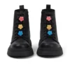 Bota Kenzi para niñas, piel con adorno, negro