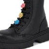 Bota Kenzi para niñas, piel con adorno, negro