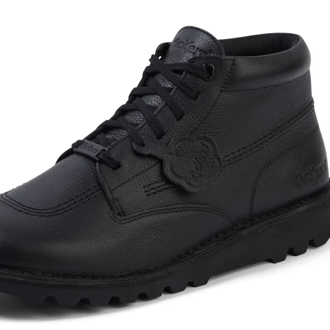 Bota Kick para adultos unisex, piel tumbada, negro