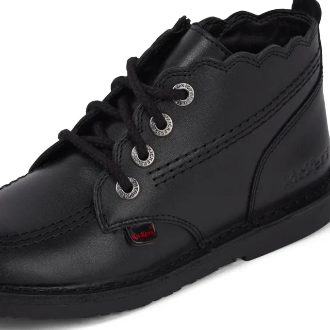 Botas Adlar Hi Scallop de piel para niñas, color negro