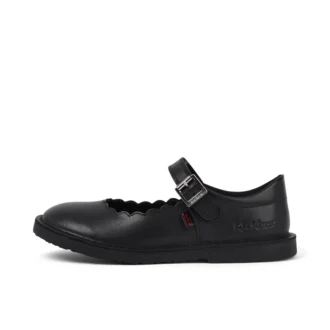 Botas Adlar MJ de piel festoneada para niñas, en negro