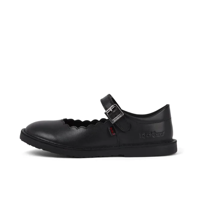 Botas Adlar MJ de piel festoneada para niñas, en negro