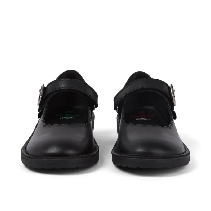 Botas Adlar MJ de piel festoneada para niñas, en negro
