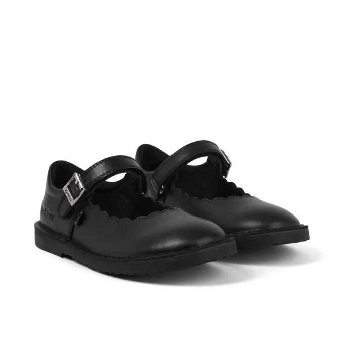 Botas Adlar MJ de piel festoneada para niñas, en negro