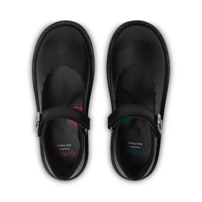 Botas Adlar MJ de piel festoneada para niñas, en negro