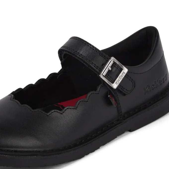 Botas Adlar MJ de piel festoneada para niñas, en negro