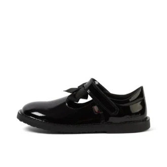 Botas Adlar T Bar Bow de charol para niñas, en negro