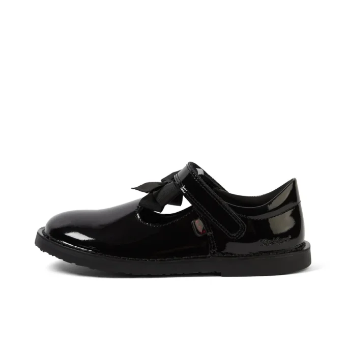 Botas Adlar T Bar Bow de charol para niñas, en negro