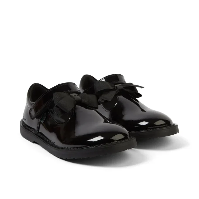 Botas Adlar T Bar Bow de charol para niñas, en negro