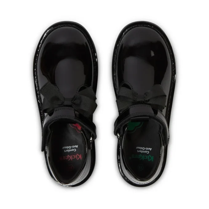 Botas Adlar T Bar Bow de charol para niñas, en negro