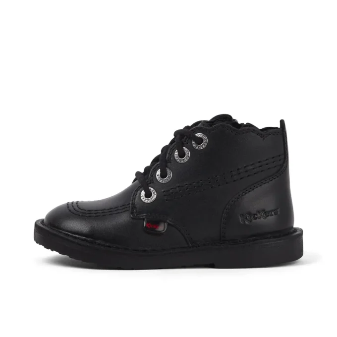 Botas de piel Adlar Hi Scallop para niñas pequeñas, color negro