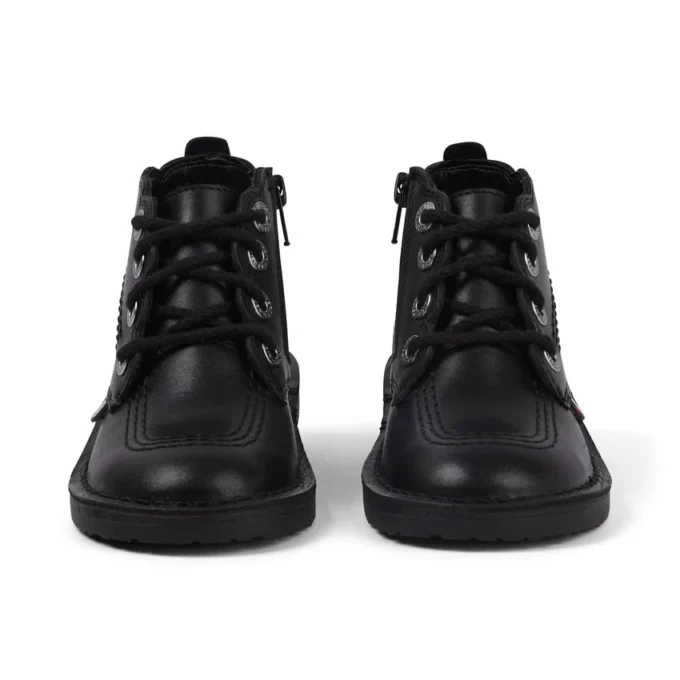 Botas de piel Adlar Hi Scallop para niñas pequeñas, color negro