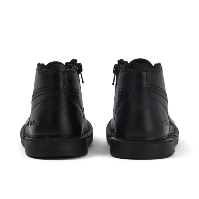 Botas de piel Adlar Hi Scallop para niñas pequeñas, color negro