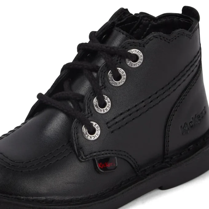 Botas de piel Adlar Hi Scallop para niñas pequeñas, color negro