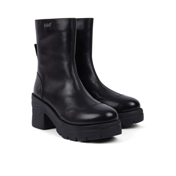 Botas Edie para mujer, de cuero negro
