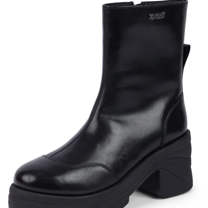 Botas Edie para mujer, de cuero negro