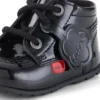 Botas Kick Hi B Hi Zip de charol para bebé, en negro