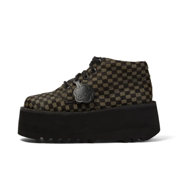 Botas Kick Hi con plataforma de cuero para adultos unisex, negro/caqui