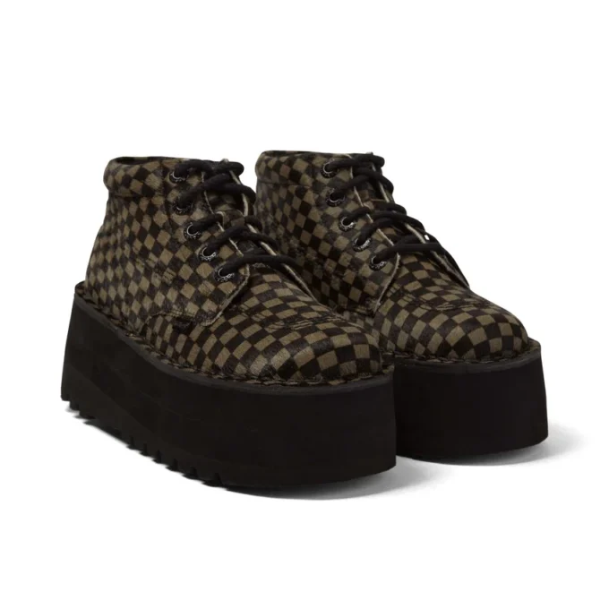 Botas Kick Hi con plataforma de cuero para adultos unisex, negro/caqui