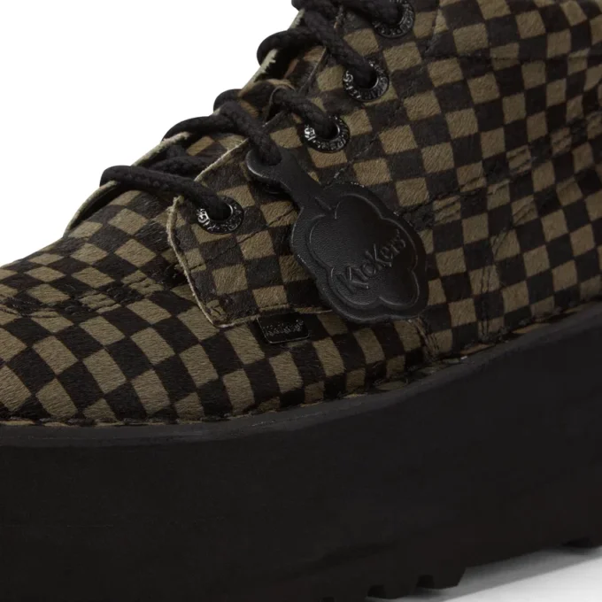 Botas Kick Hi con plataforma de cuero para adultos unisex, negro/caqui
