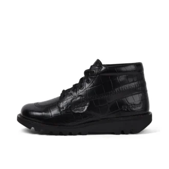 Botas Kick Hi Croc de cuero para adultos unisex, color negro