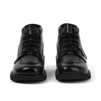 Botas Kick Hi Croc de cuero para adultos unisex, color negro