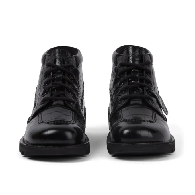 Botas Kick Hi Croc de cuero para adultos unisex, color negro