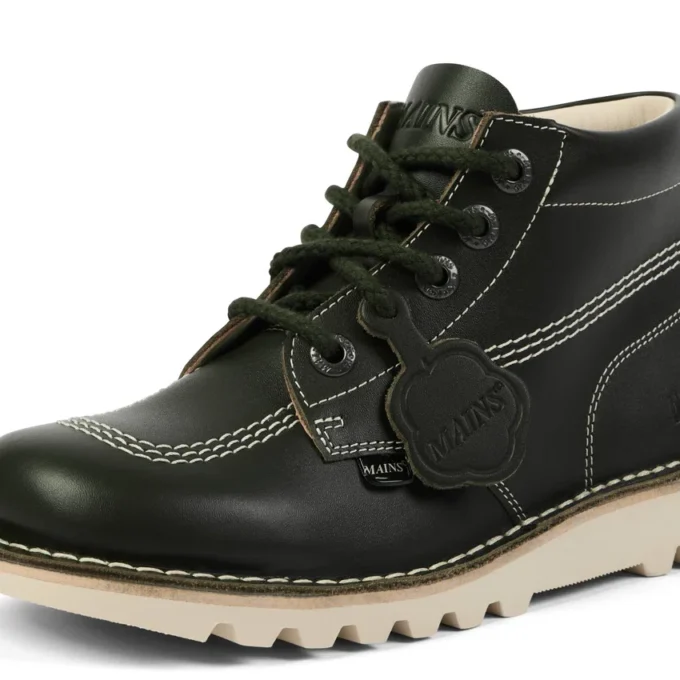 Botas Kick Hi de piel granulada para adultos unisex Mains verde oscuro