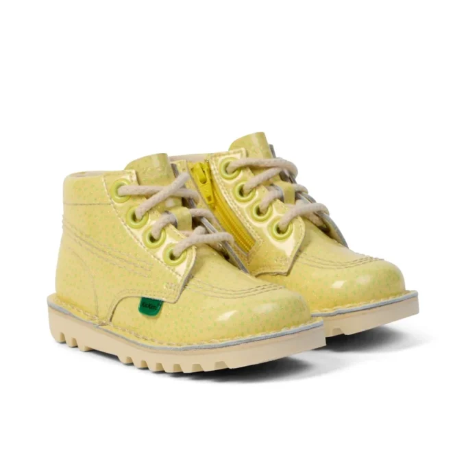 Botas Kick Hi Fruit de charol para bebé unisex, color amarillo