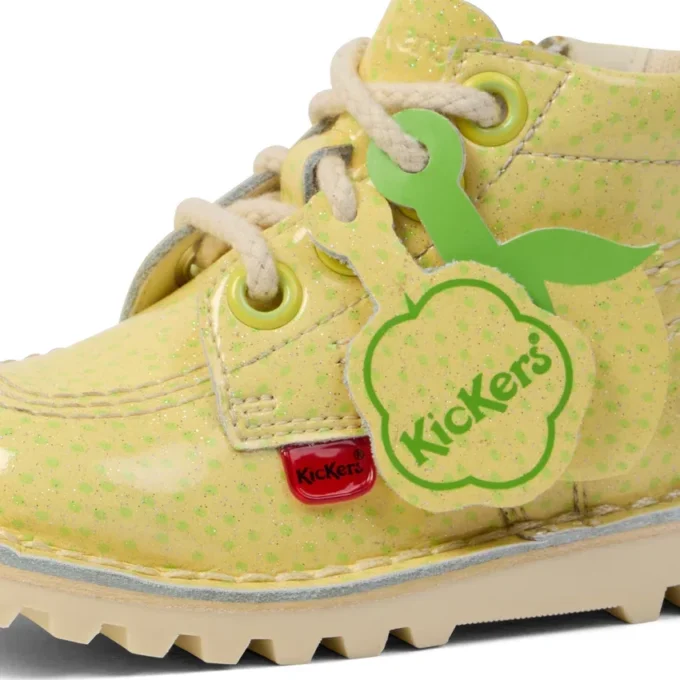 Botas Kick Hi Fruit de charol para bebé unisex, color amarillo