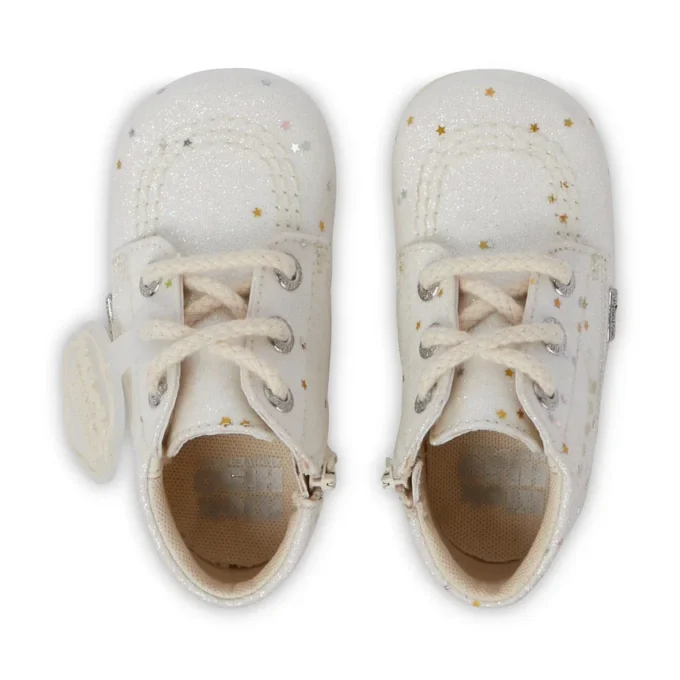 Botas Kick Hi Glitter unisex para bebé, blancas