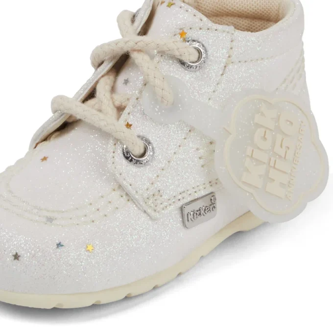 Botas Kick Hi Glitter unisex para bebé, blancas