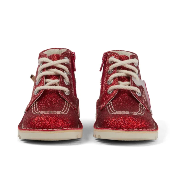 Botas Kick Hi Glitter unisex para bebé, color rojo