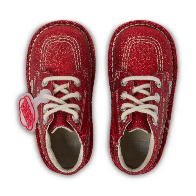 Botas Kick Hi Glitter unisex para bebé, color rojo