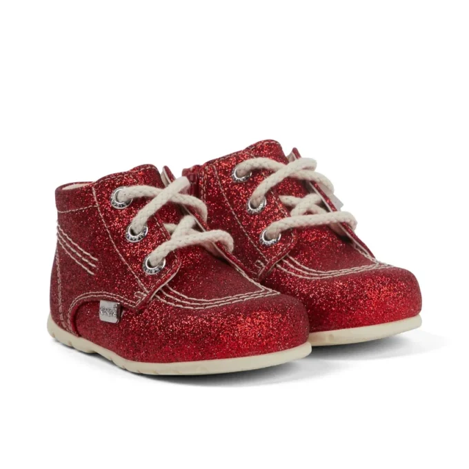 Botas Kick Hi Glitter unisex para bebé, rojas