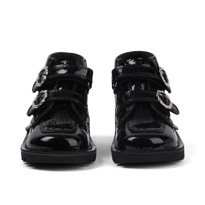 Botas Kick Hi Meadow de charol para niñas, color negro