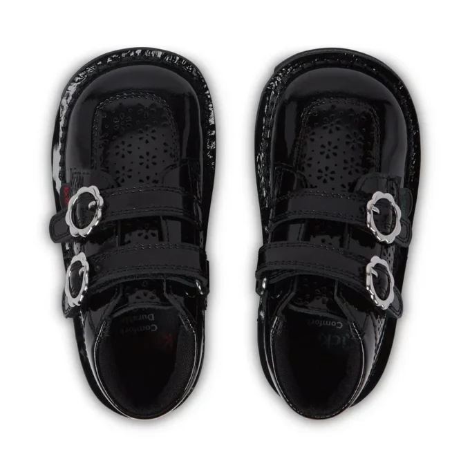 Botas Kick Hi Meadow de charol para niñas, color negro