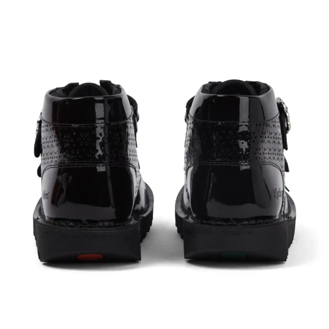 Botas Kick Hi Meadow de charol para niñas, color negro