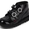 Botas Kick Hi Meadow de charol para niñas, color negro