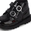 Botas Kick Hi Meadow de charol para niñas, color negro