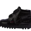 Botas Kick Hi Ribbon de charol para niñas pequeñas, en negro