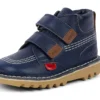 Botas Kick Hi Roll de piel azul marino unisex para niños
