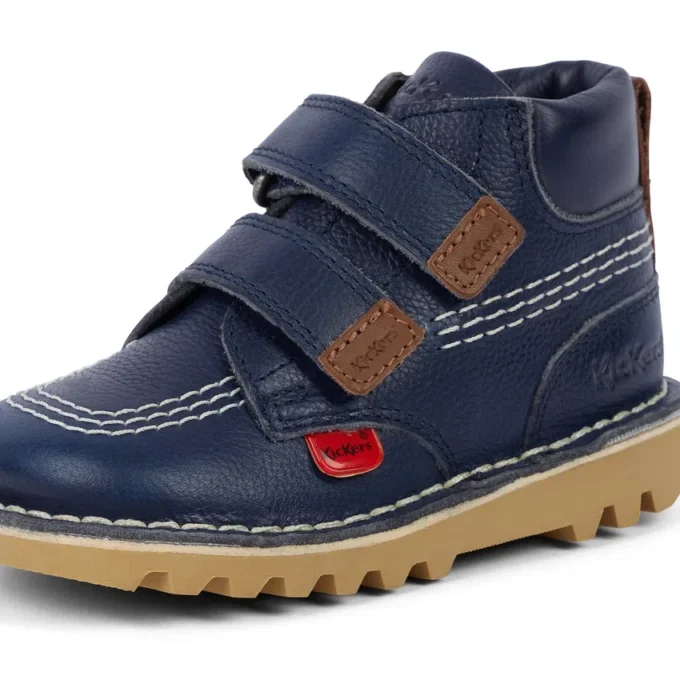 Botas Kick Hi Roll de piel azul marino unisex para niños