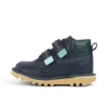 Botas Kick Hi Roll ZigZag de piel azul marino para niño pequeño