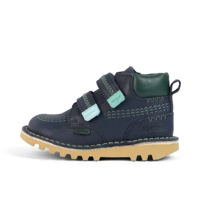 Botas Kick Hi Roll ZigZag de piel azul marino para niño pequeño