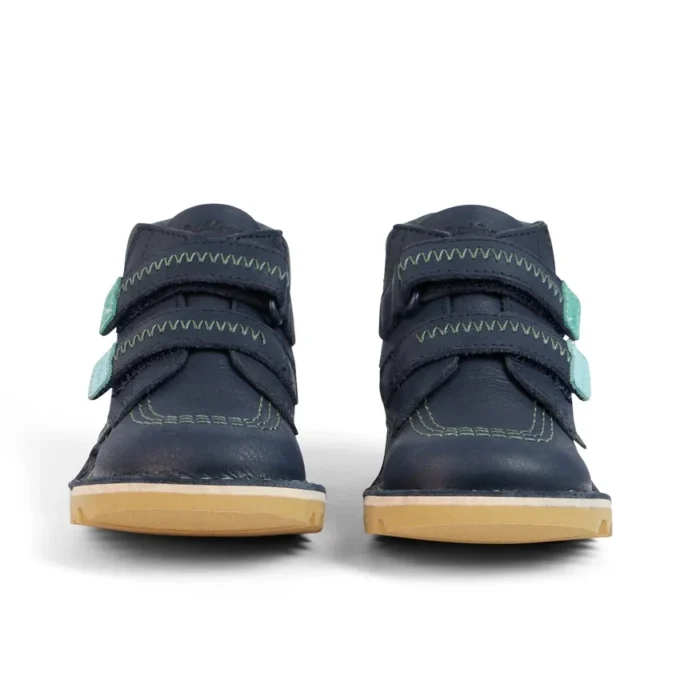 Botas Kick Hi Roll ZigZag de piel azul marino para niño pequeño
