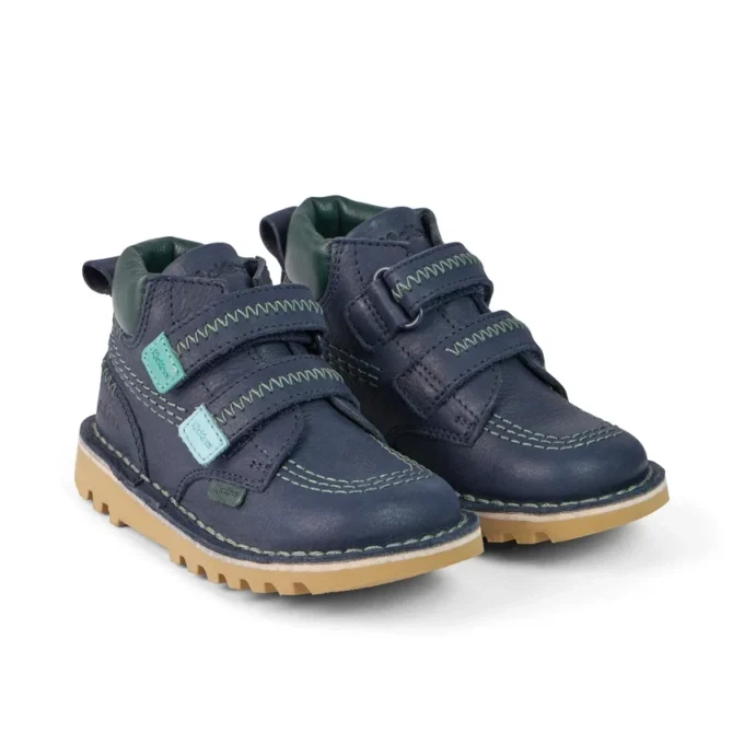 Botas Kick Hi Roll ZigZag de piel azul marino para niño pequeño