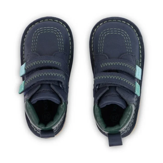 Botas Kick Hi Roll ZigZag de piel azul marino para niño pequeño