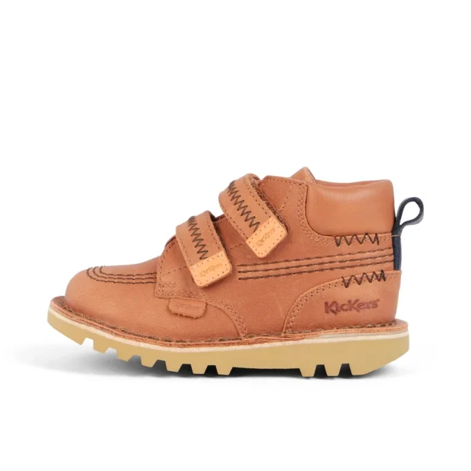Botas Kick Hi Roll ZigZag de piel para niño pequeño, color marrón claro